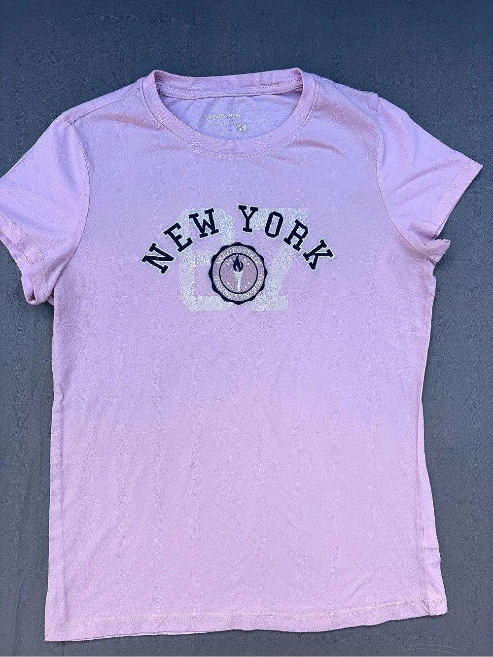Aeropostale Classic Crew Graphic Tee in Pink Size XL